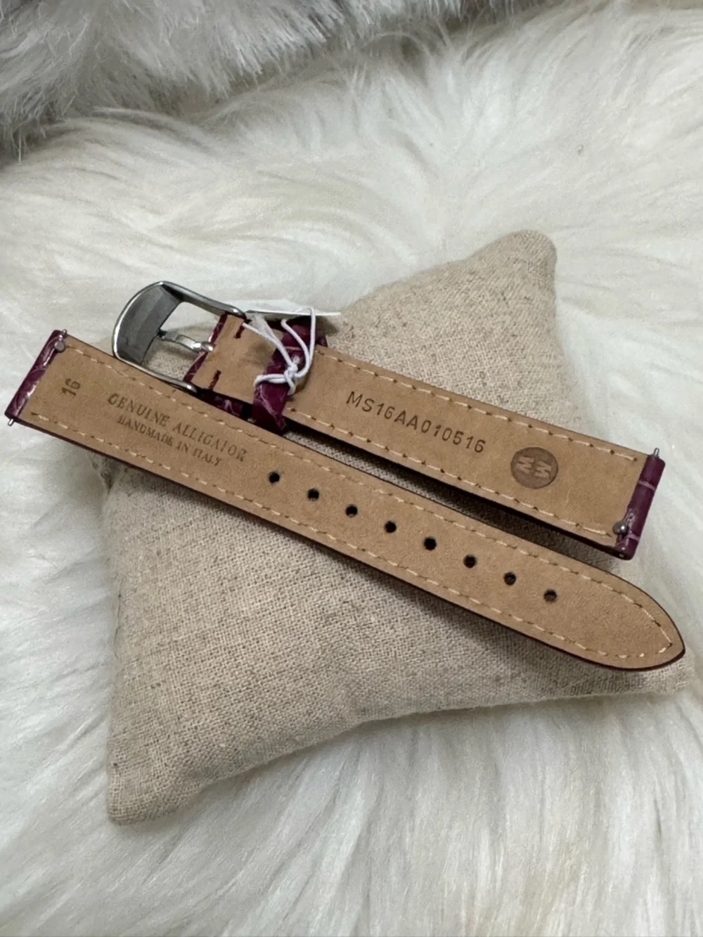 NEW wTags Michele 16MM Alligator Leather Watch Band in Plum